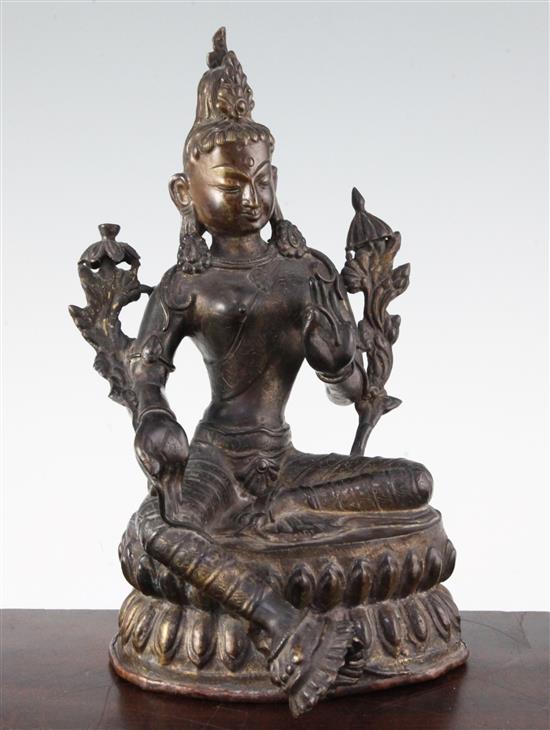 A Sino-Tibetan bronze seated figure of Green Tara, 30cm